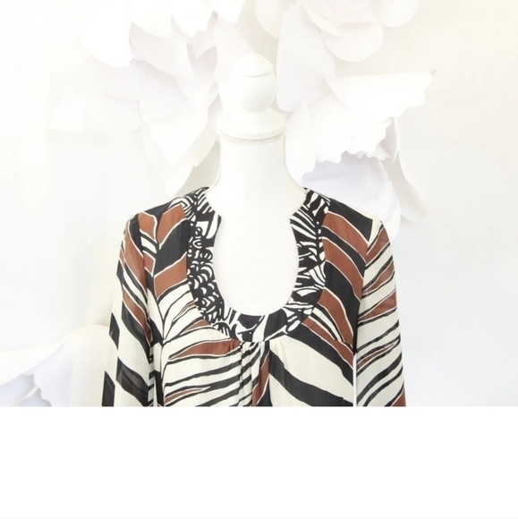 Trina Turk Bonita Silk Print Dress Brown Size 0 MSRP$328 - Picture 4 of 16